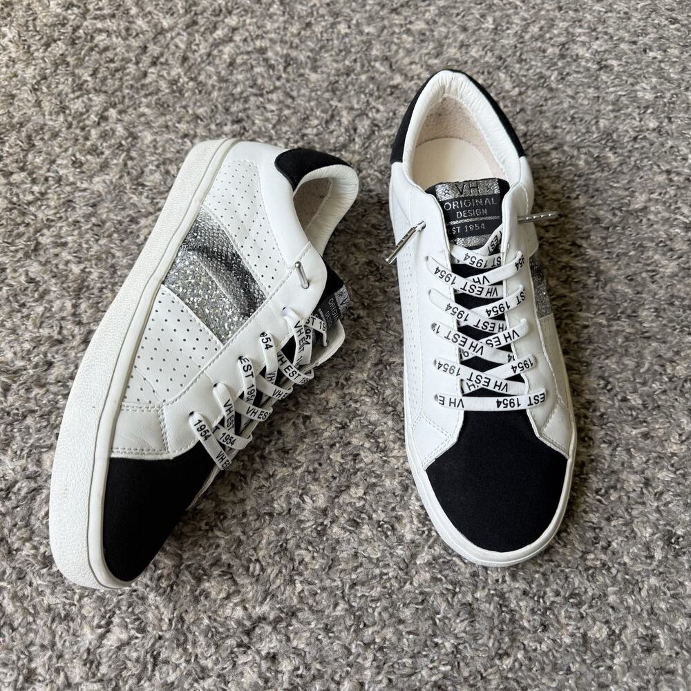 Vintage Havana Brynle Sneakers WHITE BLACK MULTI SIZE 10 Leather Womens EUC
